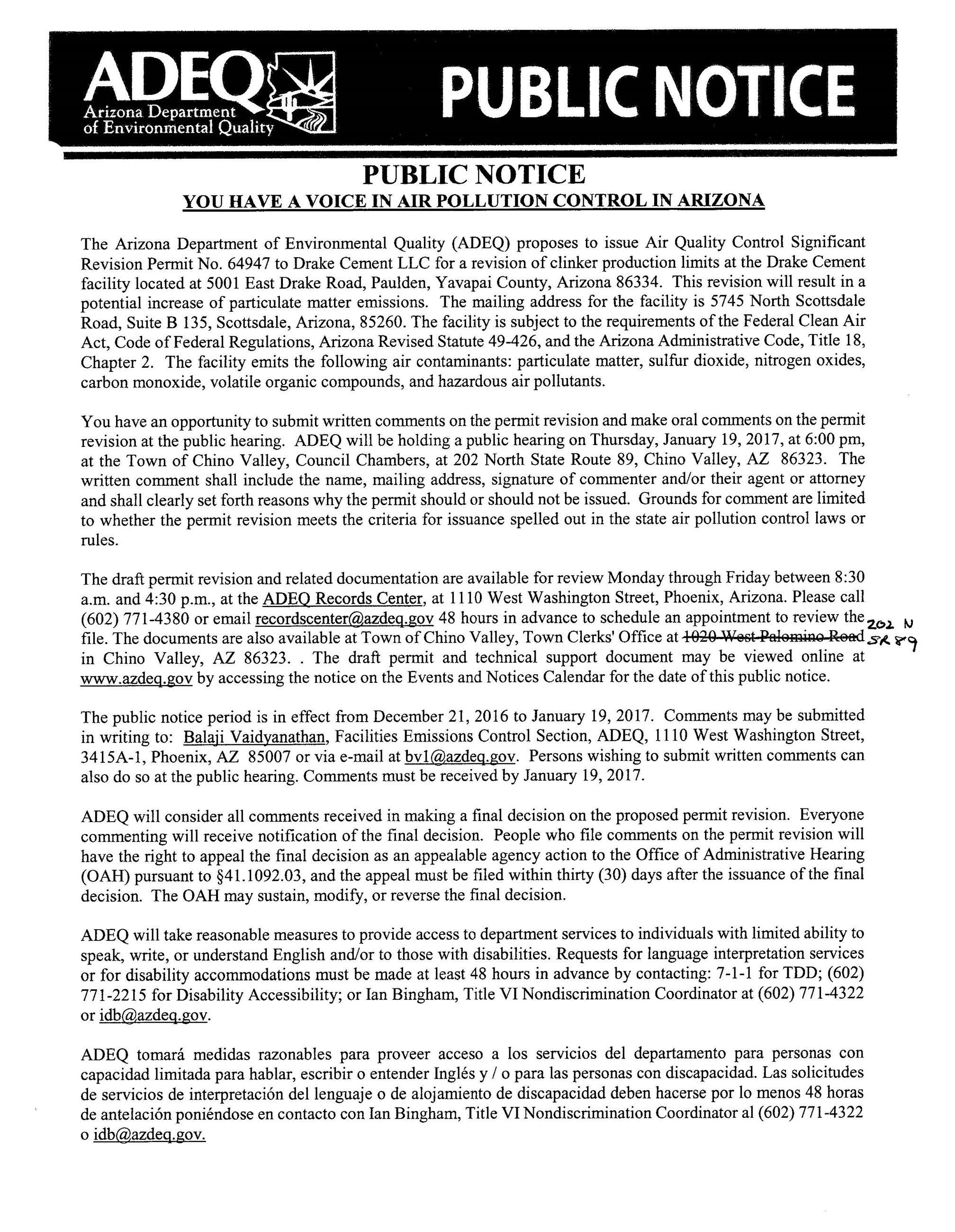 ADEQ permit hearing 1.19.17